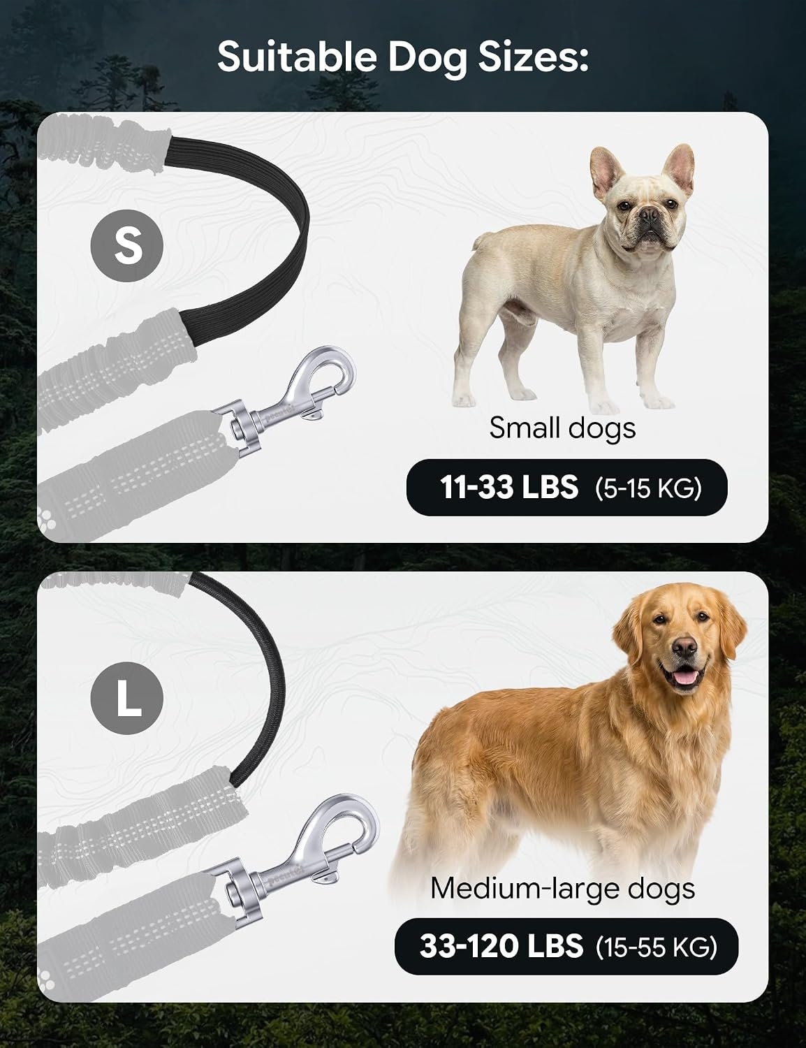 image:imagePecute Hands Free Dog Leash for Large Dogs Waist Belt with PouchBlack