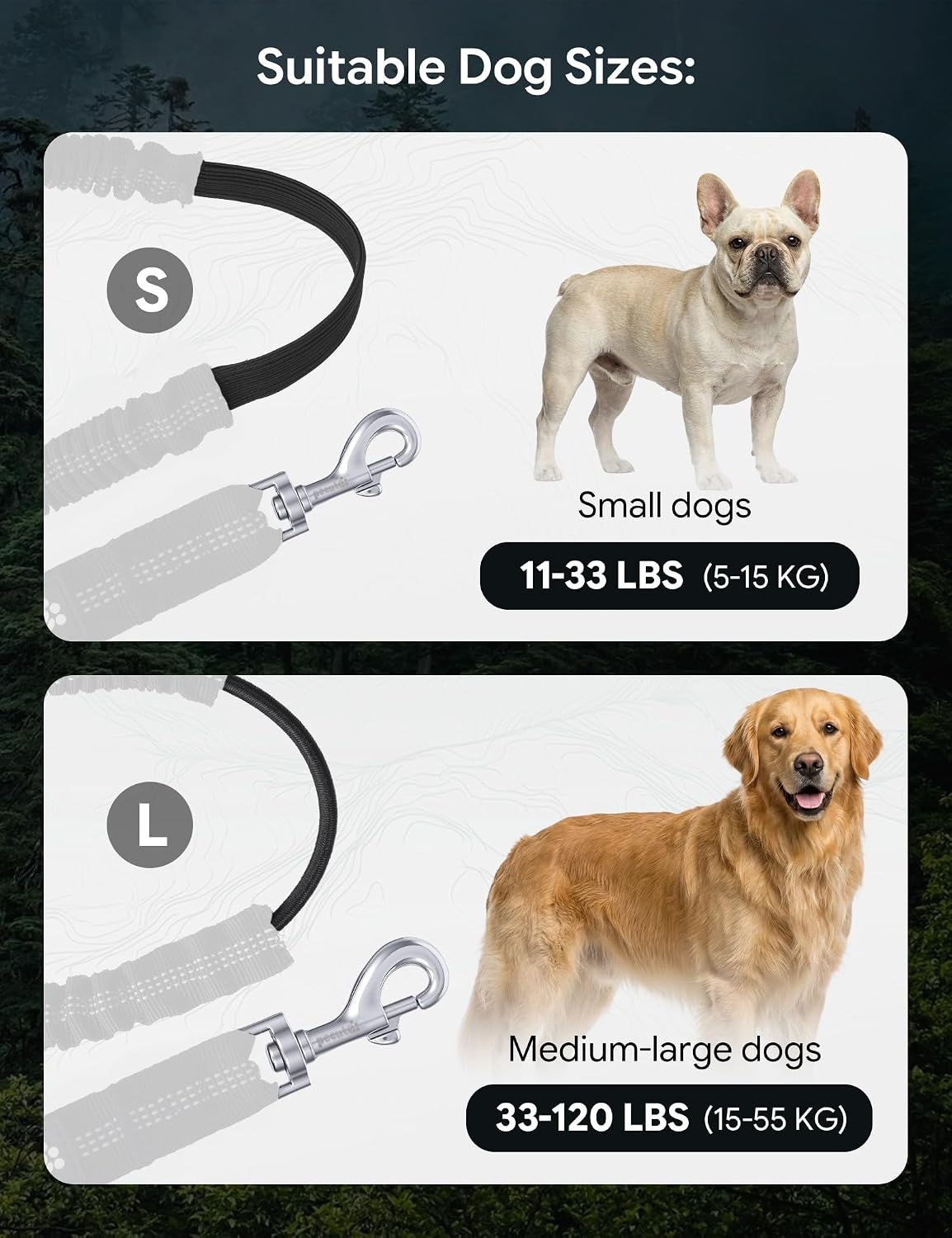 image:imagePecute Hands Free Dog Leash for Large Dogs Waist Belt with PouchGray