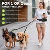 Pecute Hands Free Dog Leash for Large Dogs, Waist Belt with Pouch(Black-2 dogs)
